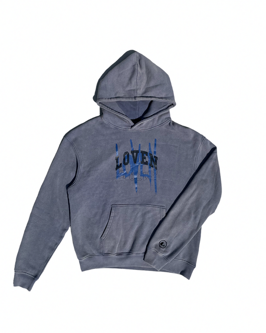 “College” Hoodie - washed blue