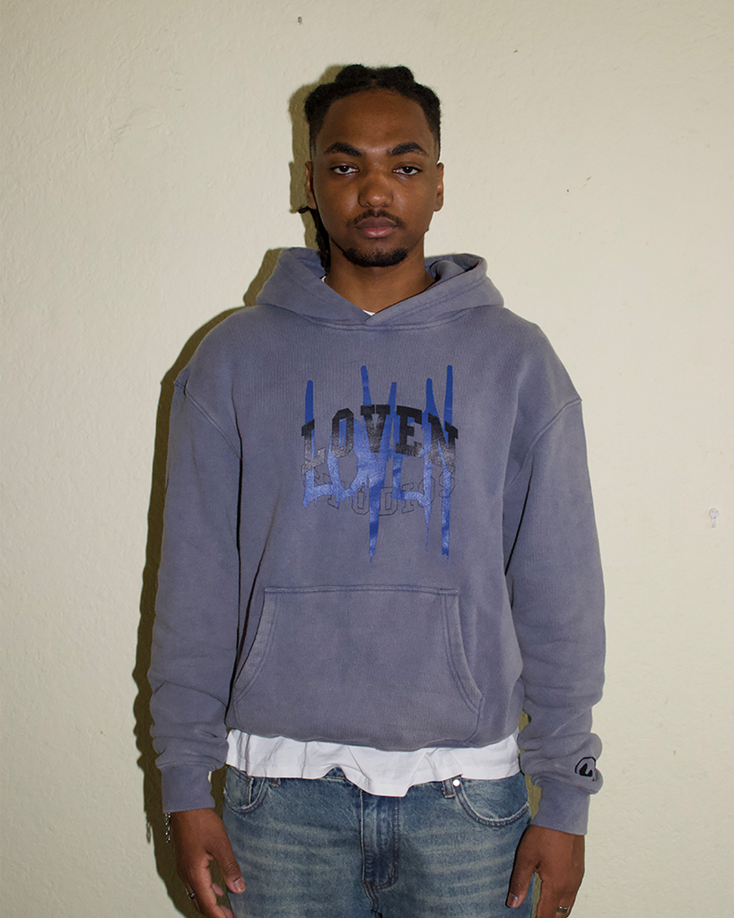 “College” Hoodie - washed blue