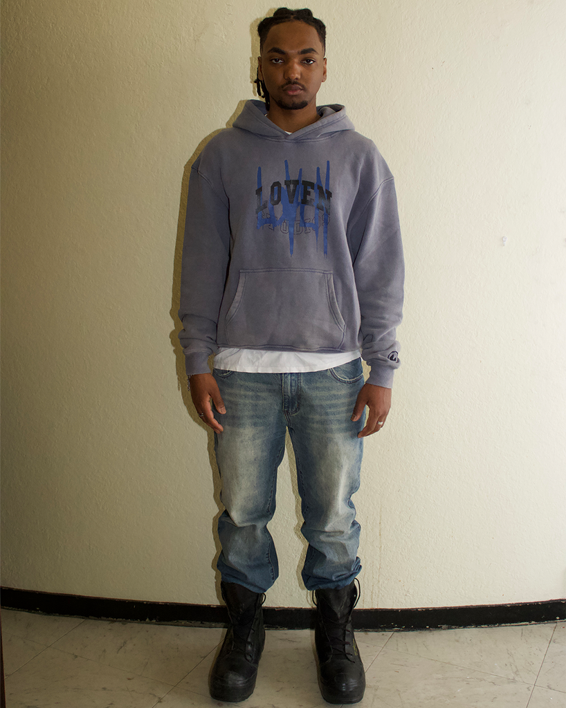 “College” Hoodie - washed blue