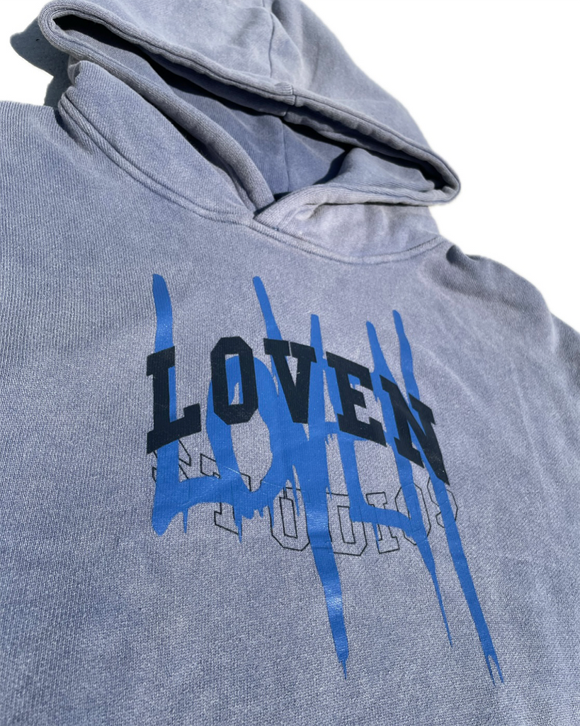 “College” Hoodie - washed blue
