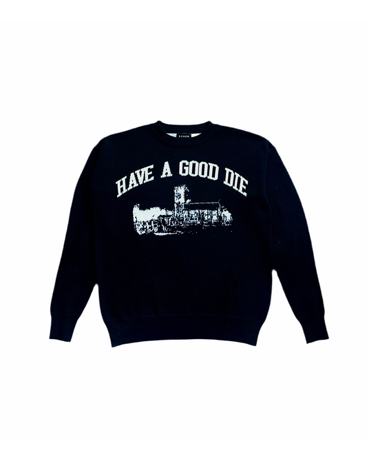 'HAVE A GOOD DIE' knitted sweater